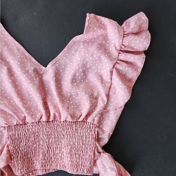 SHEIN Pink with White Polka Dot Blouse - Picture 6 of 8